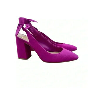 Gianni Bini Fuscia Pink Purple Sling Back Bow Strap Pump Women Size 6.5 Elegant